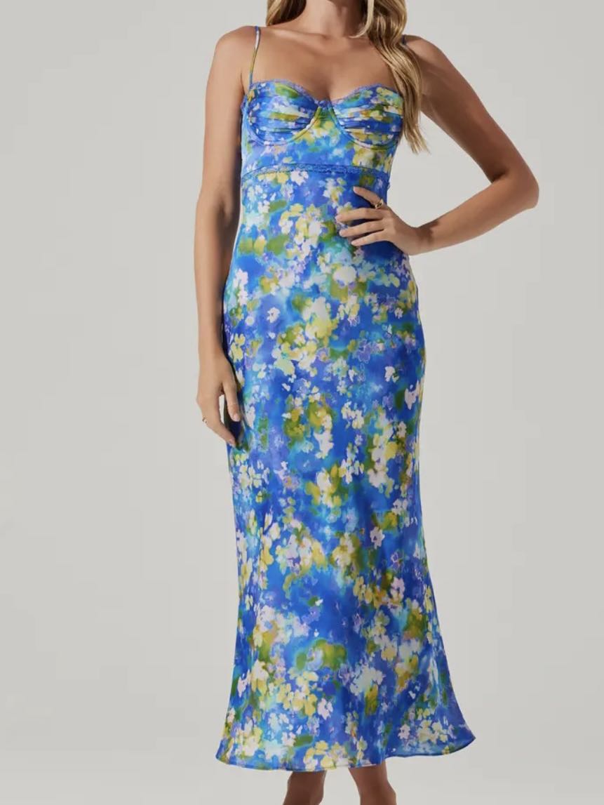 Florianne Floral Print Bustier Sleeveless Maxi Dress