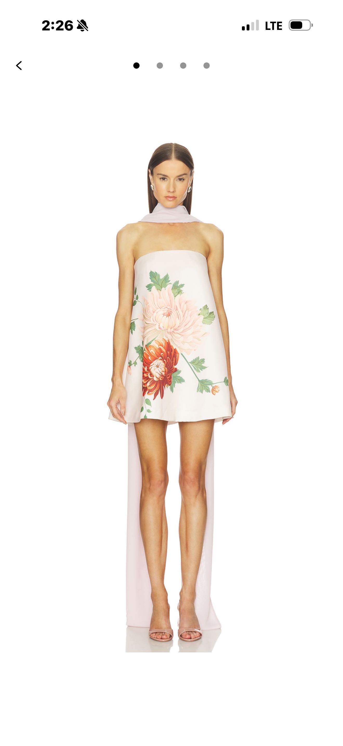 Floral Strapless Mini Dress with Train