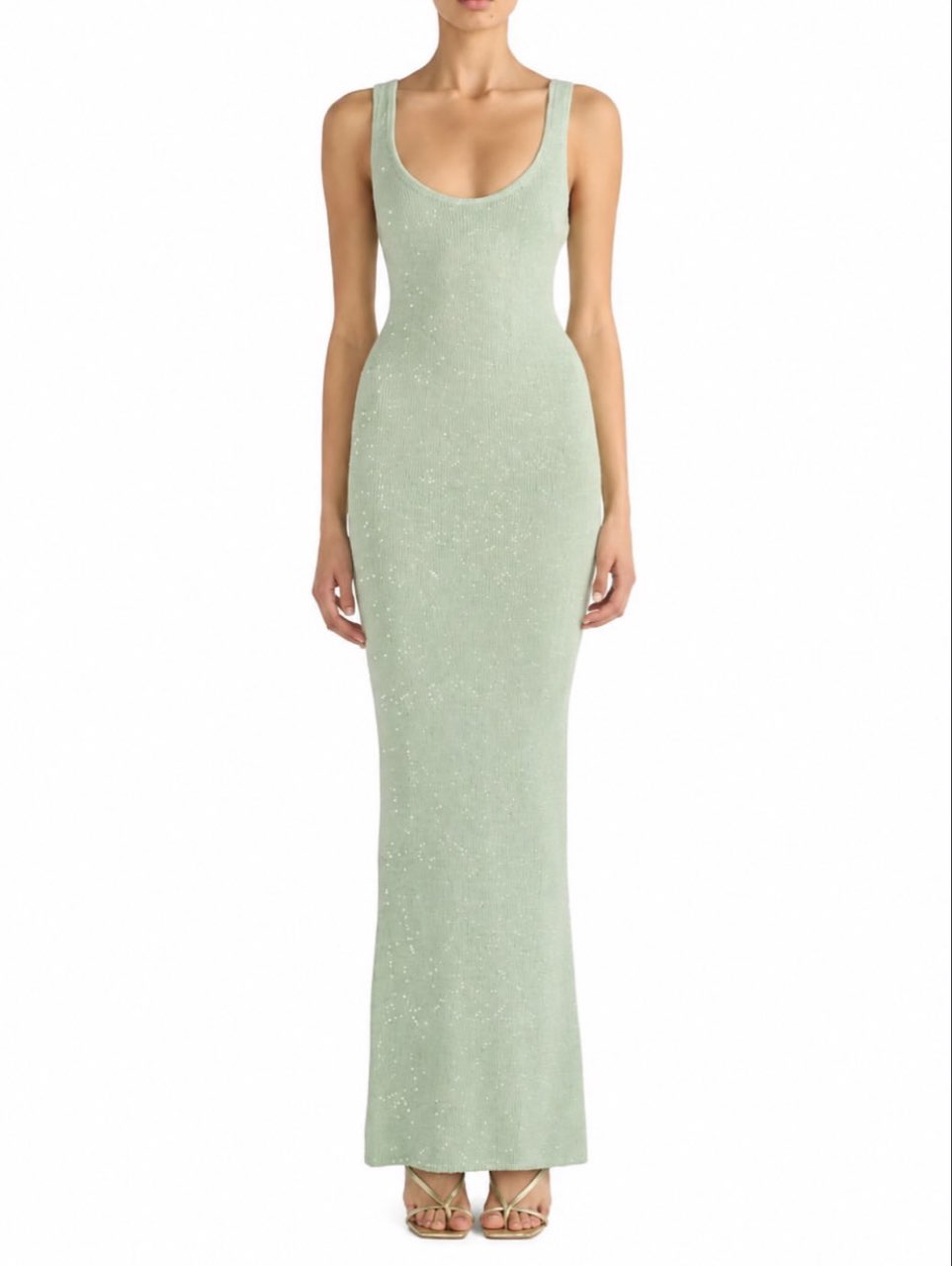 Green Scoop Neck Maxi Dress