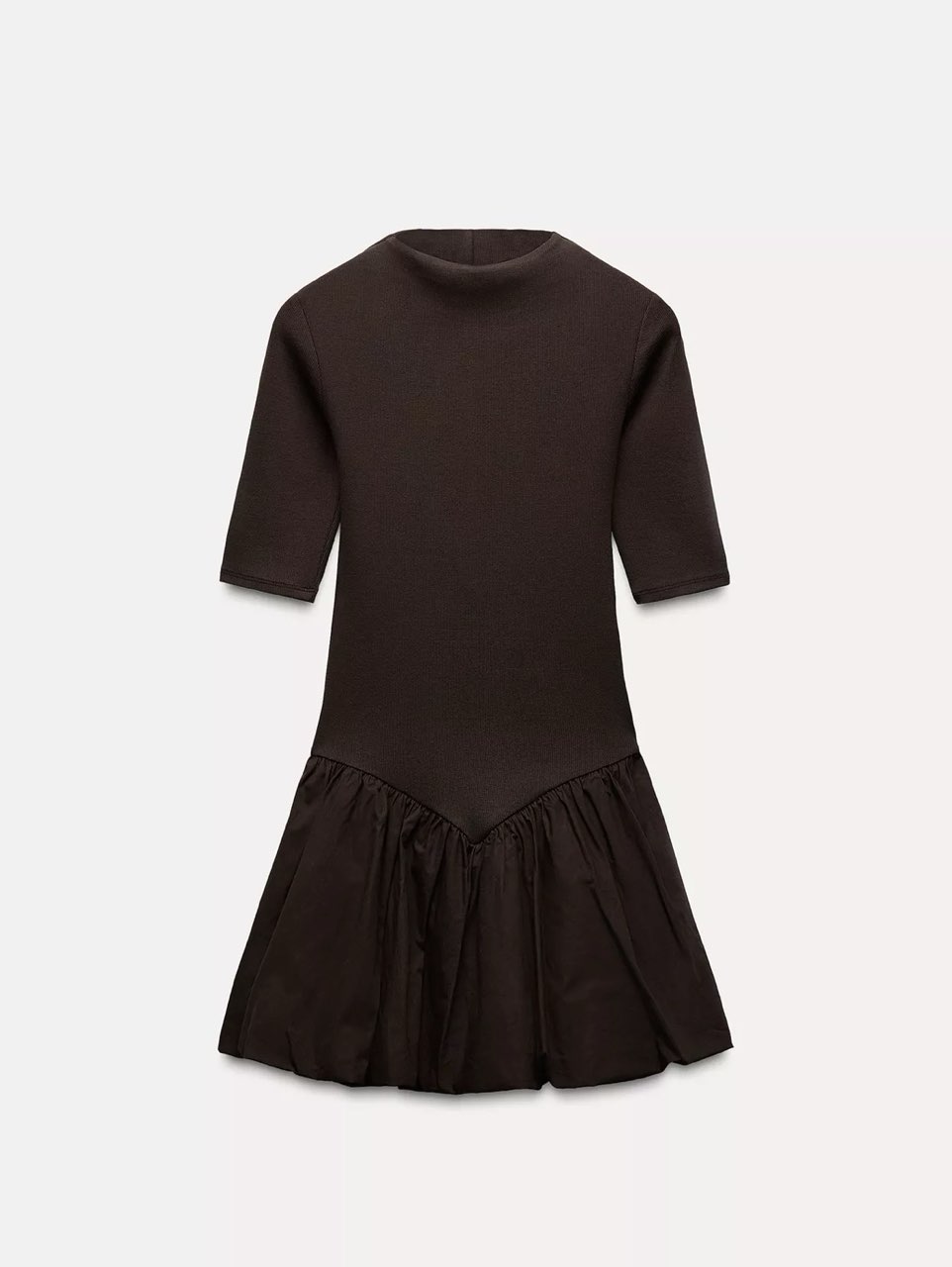 Zara Brown Knit Bubble Dress