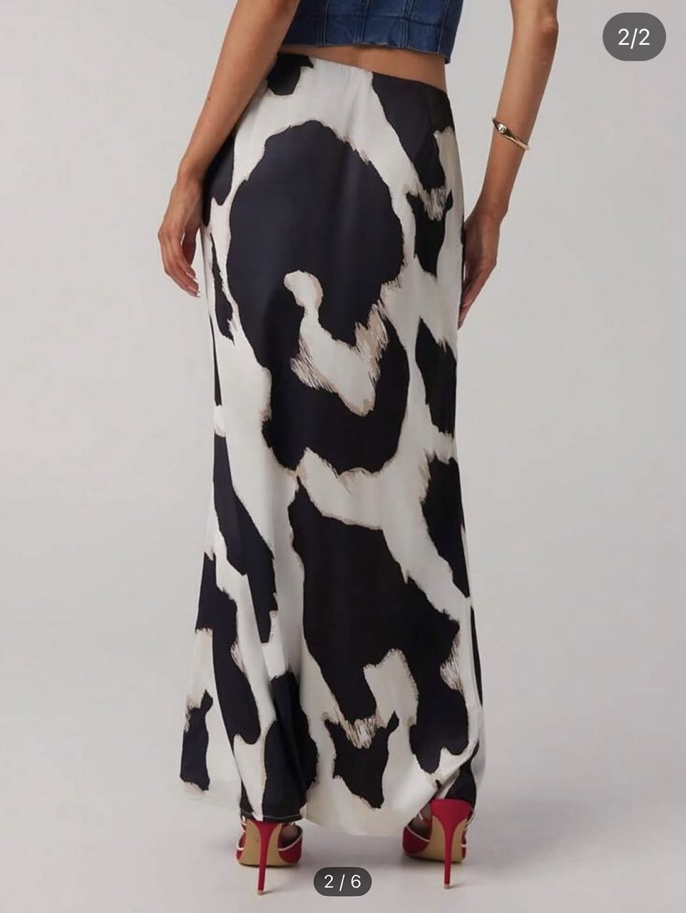 Black and White Cow Print Maxi Skirt