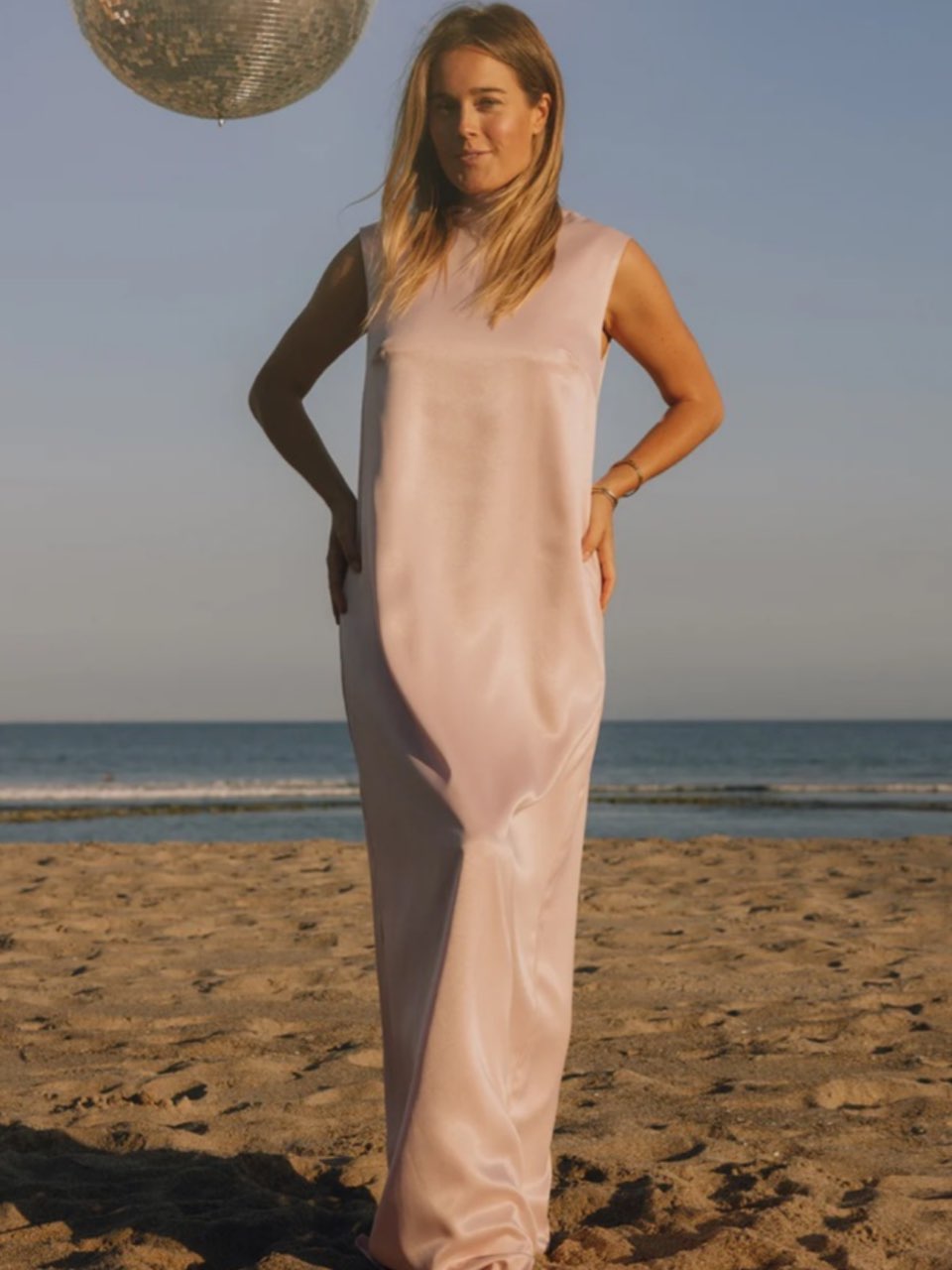 Blush Satin Halter Maxi Dress