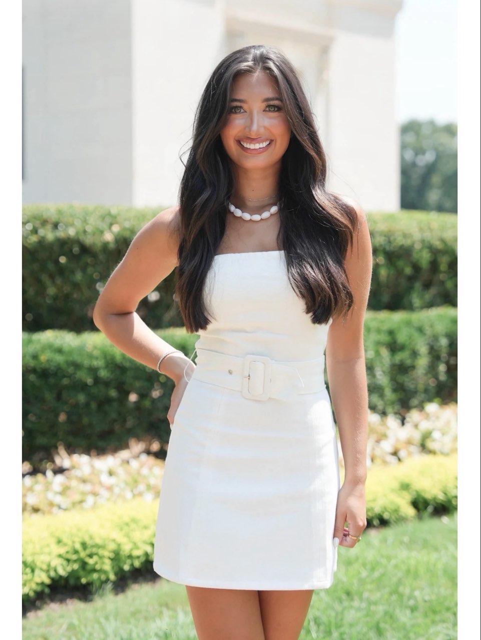 Strapless white denim dress with belt!!!!