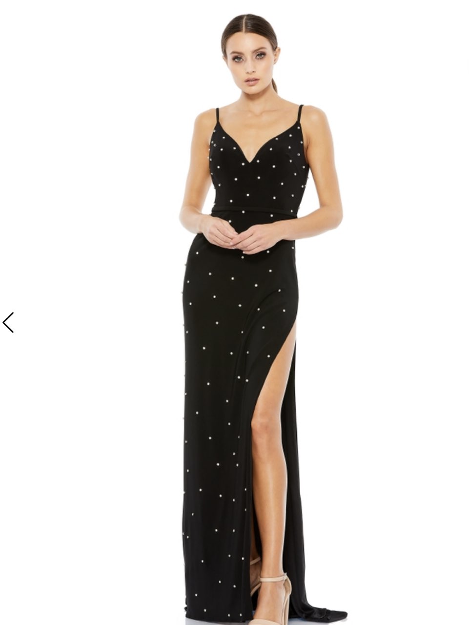 Black V-Neck Rhinestone Evening Gown