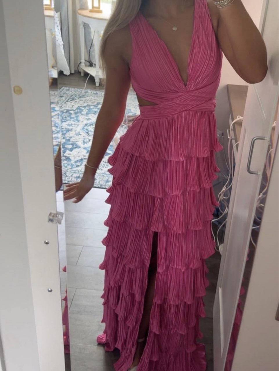 Fuchsia Tiered Ruffle Maxi Dress