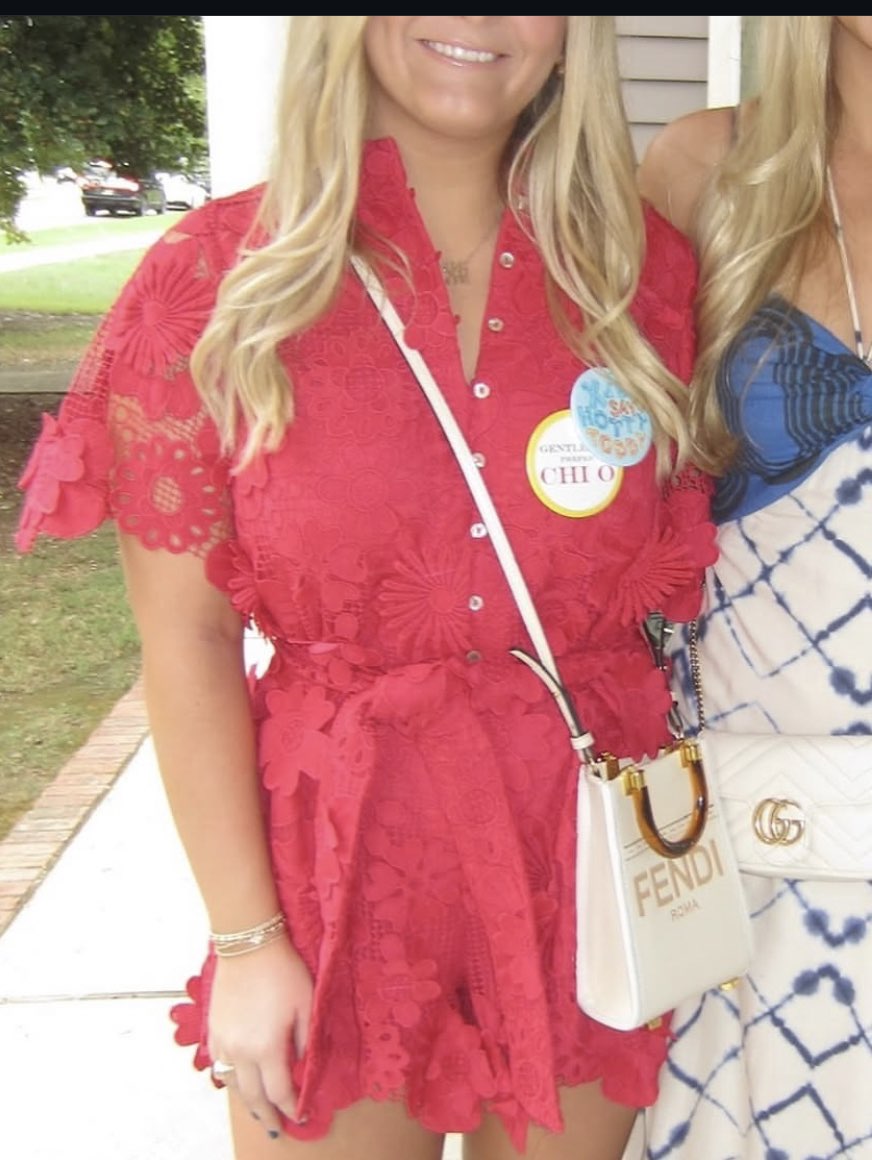 Red Floral Lace Romper