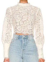 White lace long sleeve top