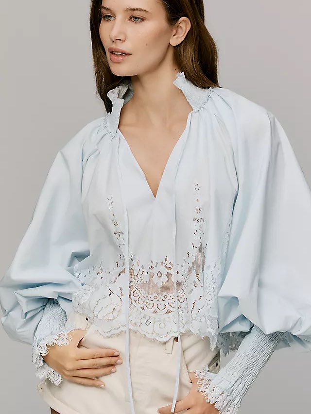 Anthropologie Mare Lace Inset long sleeve top