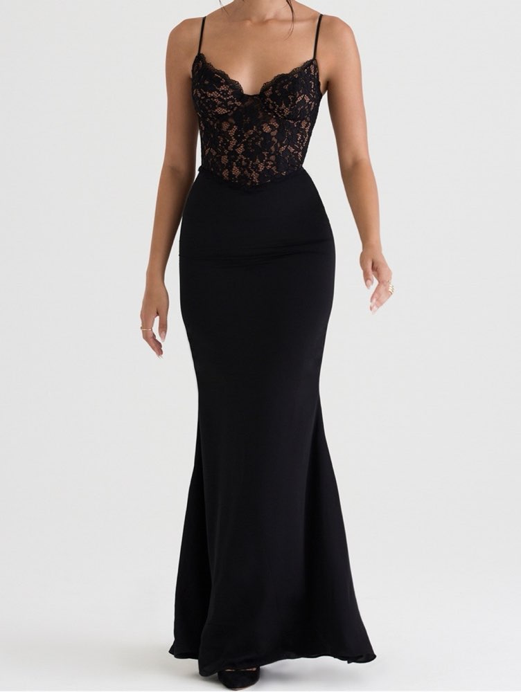 Black Lace Bodice Mermaid Gown
