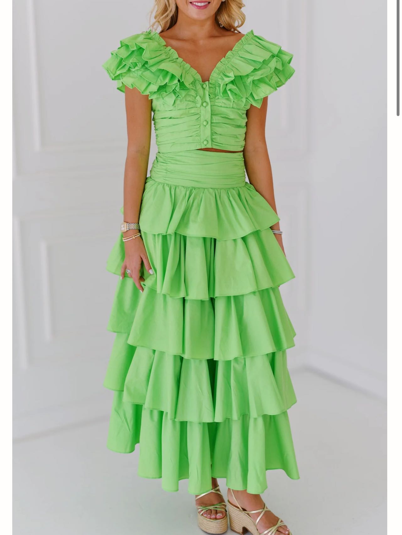 Green skirt set
