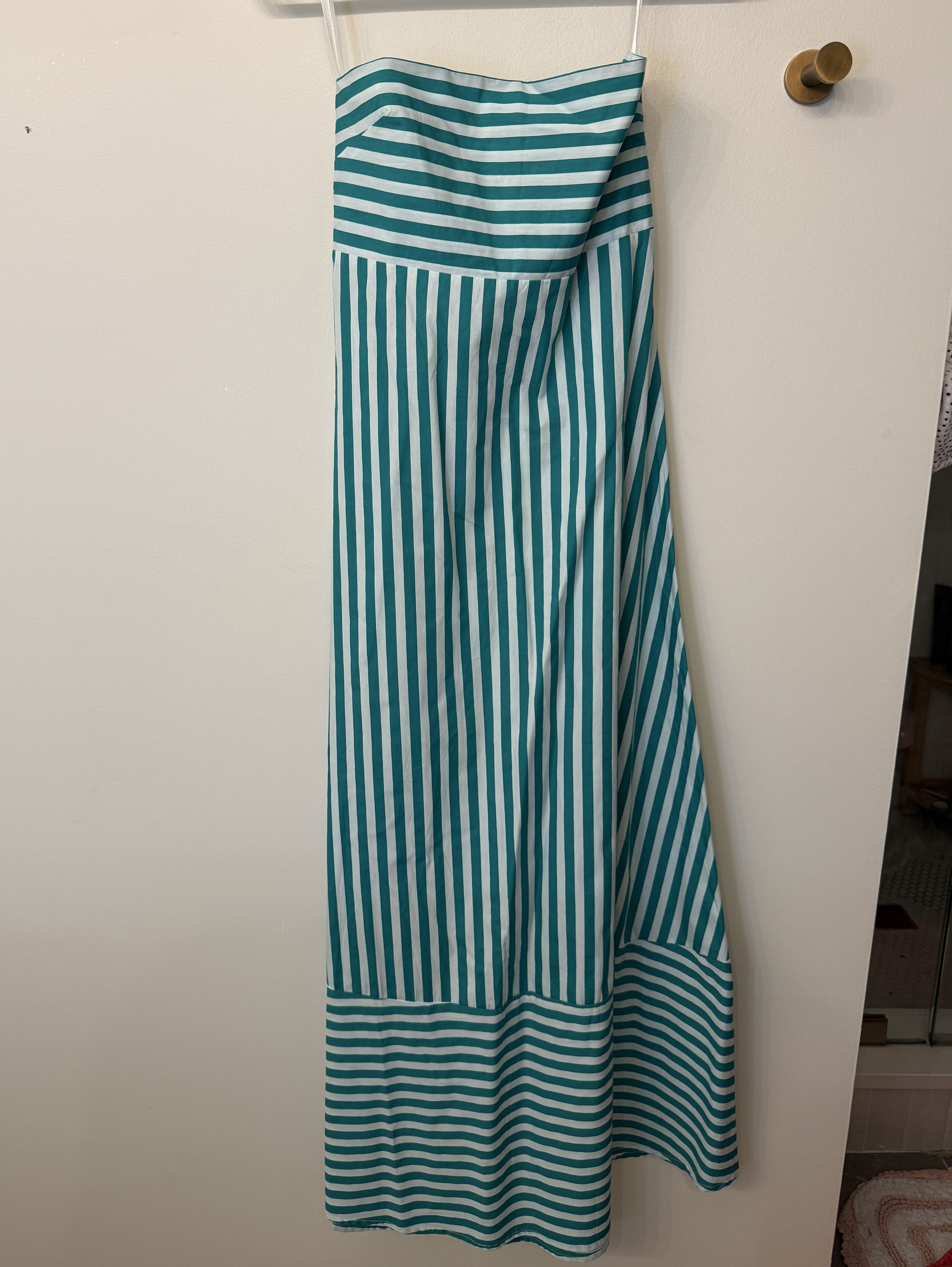 striped turquoise dress