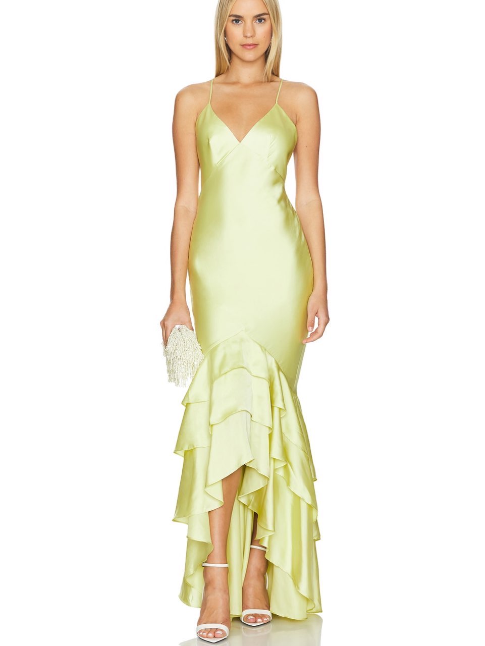 Pale Yellow Ruffled Maxi Dress