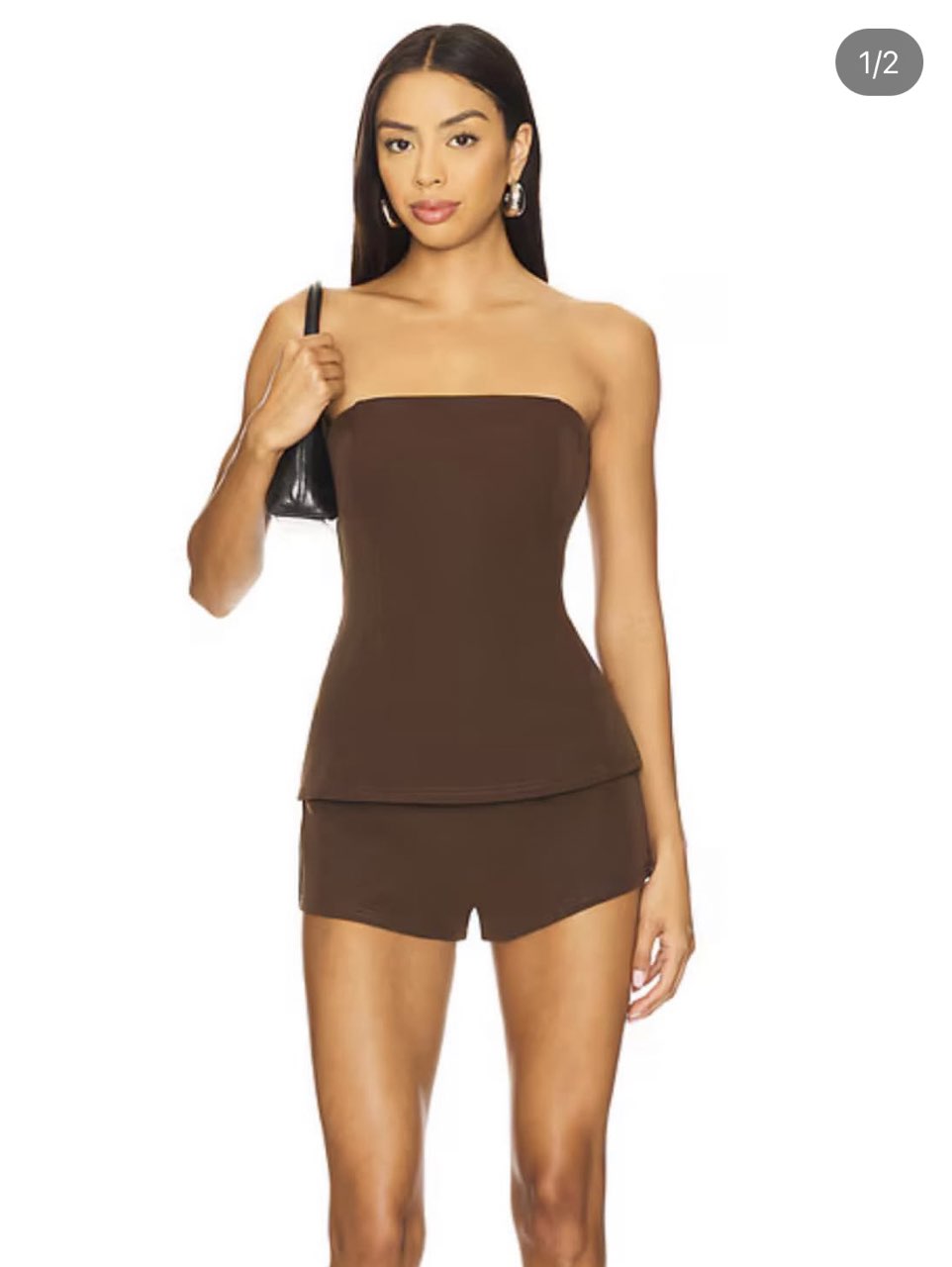 Brown Strapless Top & Shorts Set