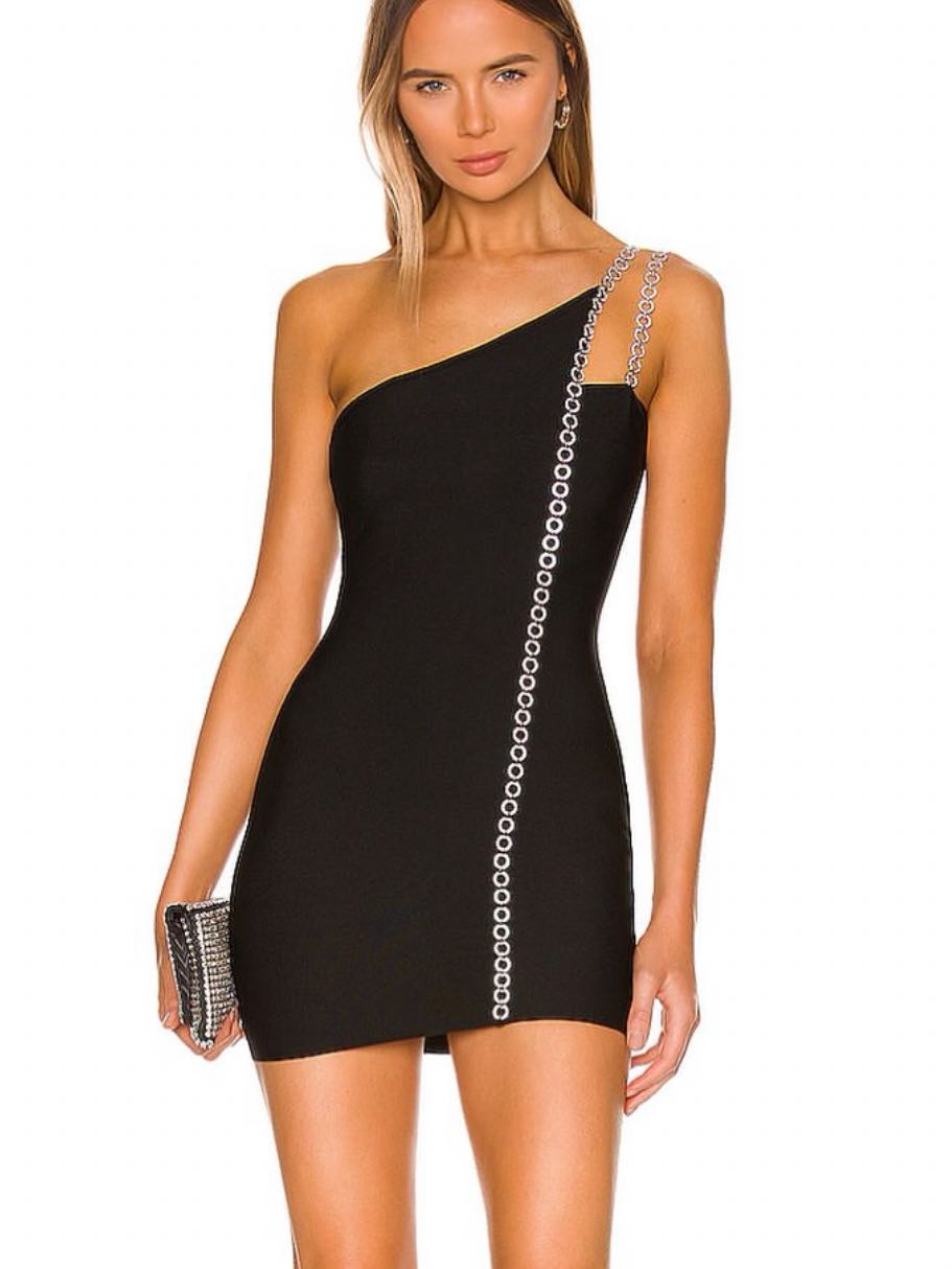 Hours Black Dress with Diamonds