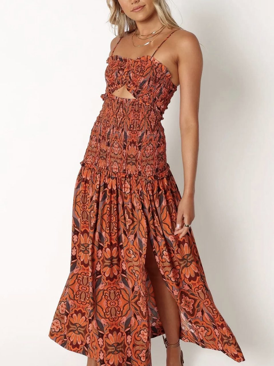 Orange floral dress