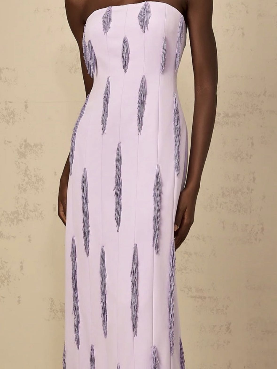 Lilac Strapless Beaded Gown
