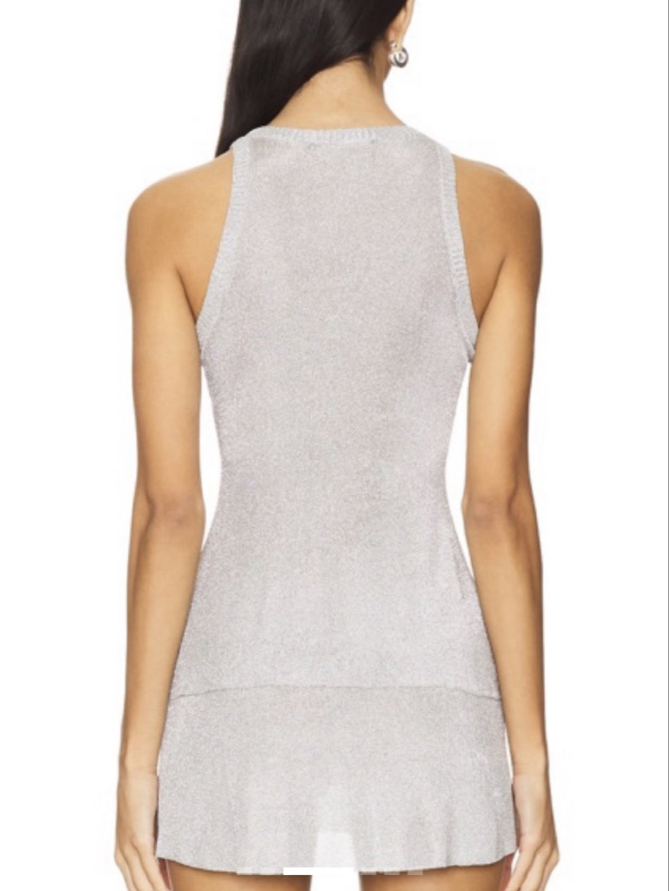 Silver Metallic Knit Tank Top