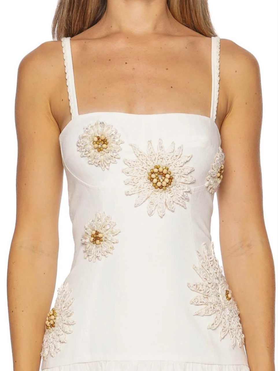 White Floral Embroidered Midi Dress
