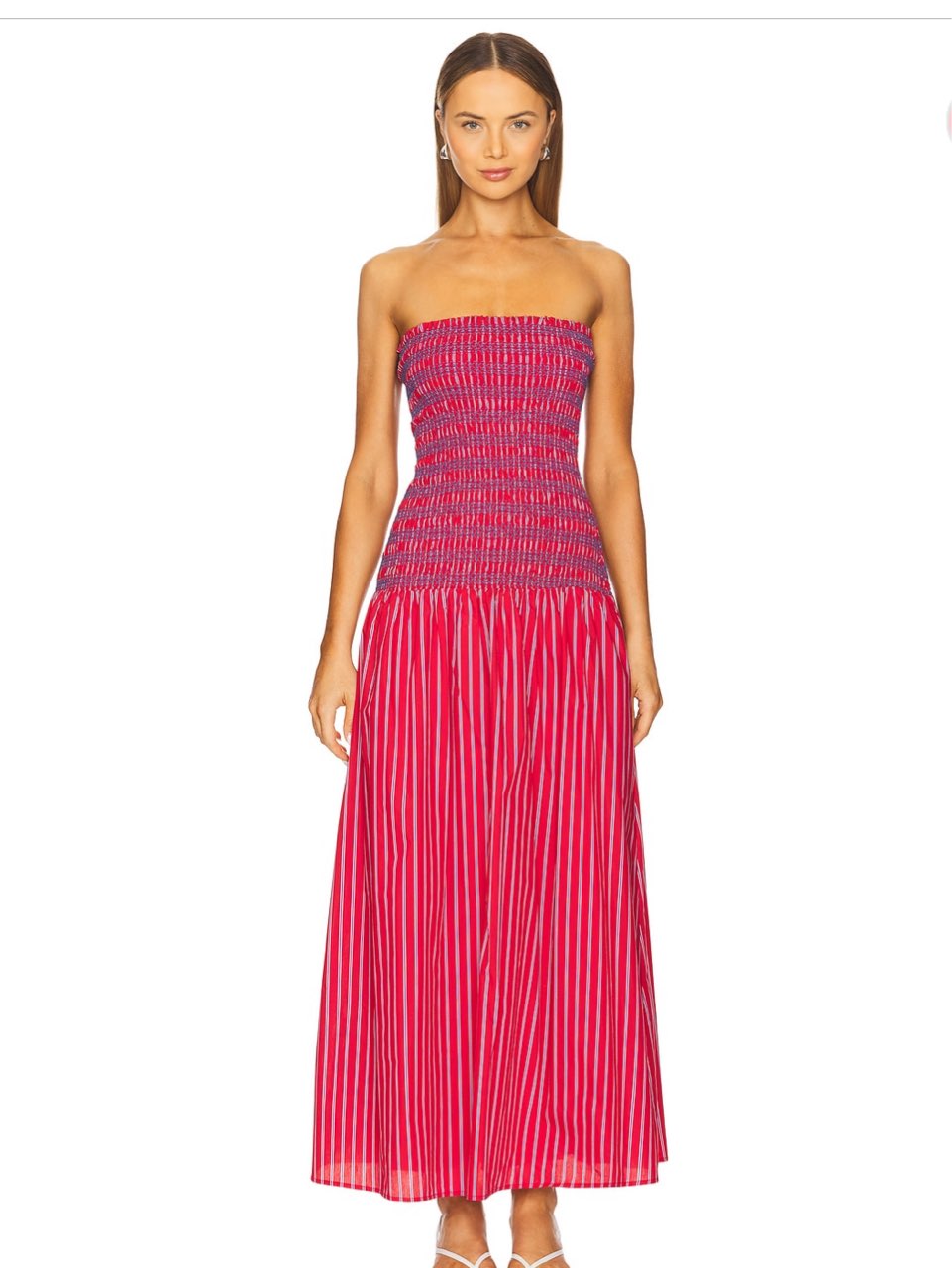 Claudine Smocked Dress in Red