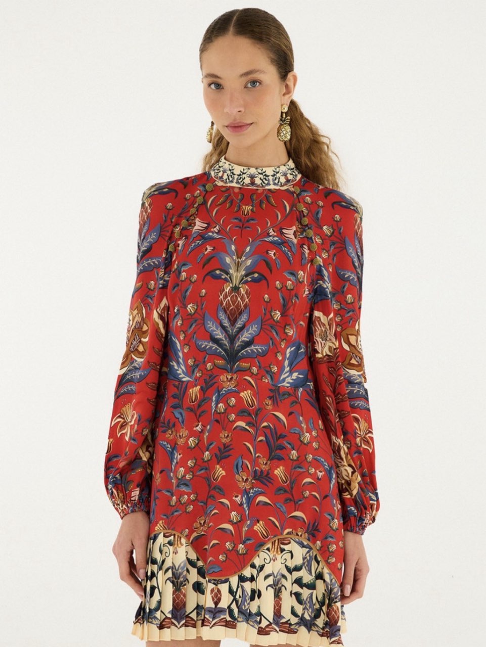 Farm Rio Winter Breeze Long-Sleeve Mini Dress