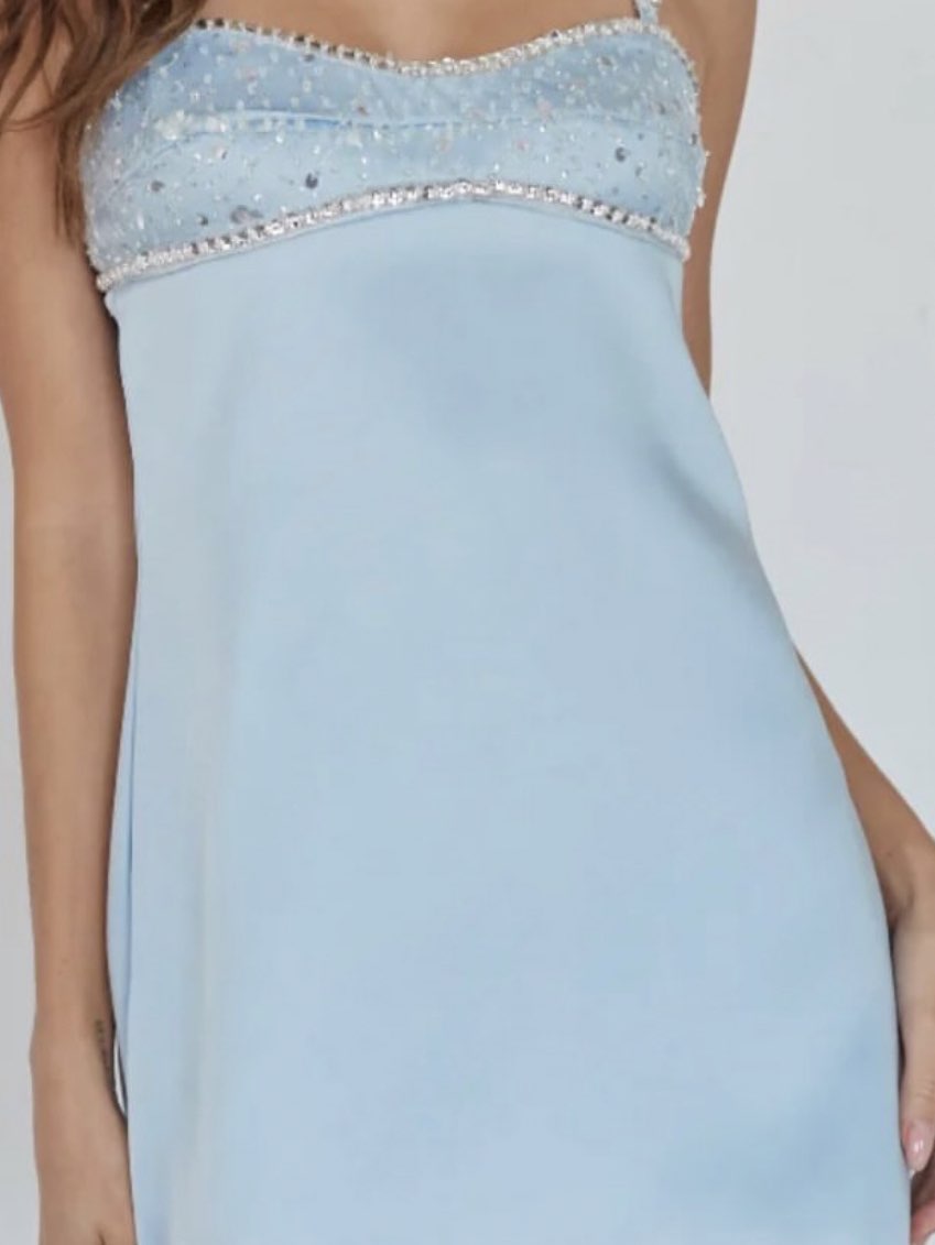 Light Blue Sequin Bust Slip Dress
