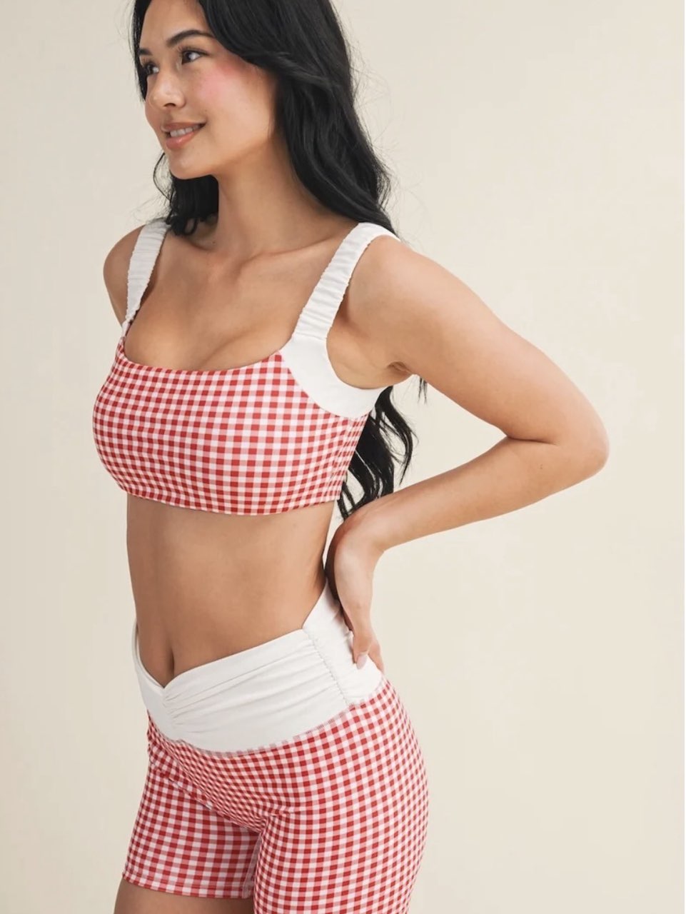 Red Gingham Sports Bra