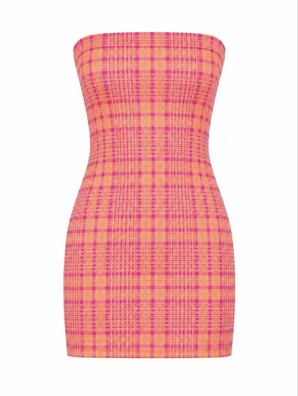 Plaid Strapless Mini Dress