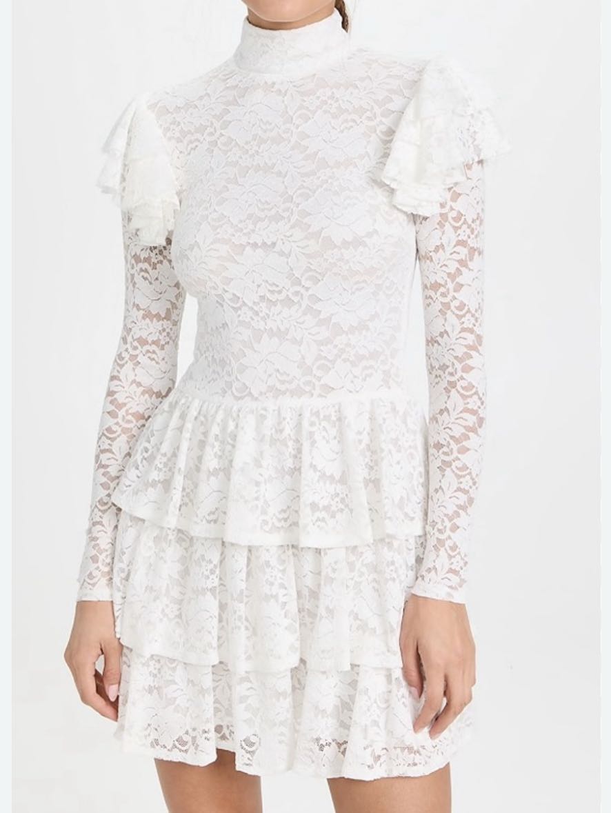 Caroline costas white lace dress