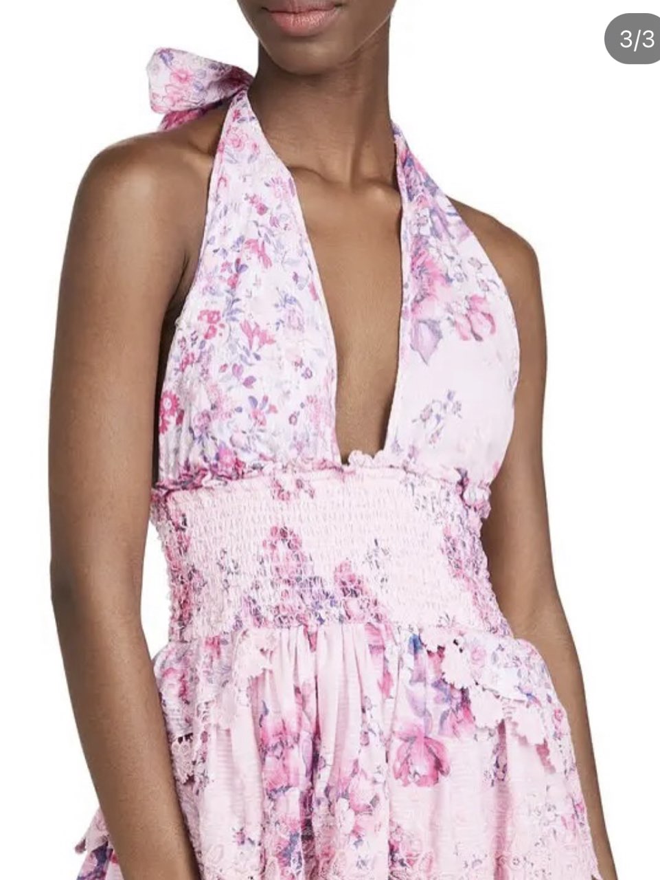 Pink Floral Halter Mini Dress
