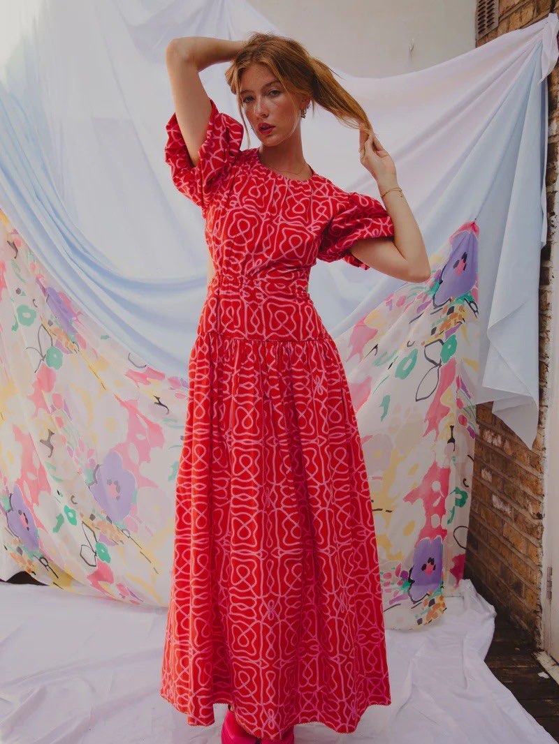 Red Patterned Maxi Dress