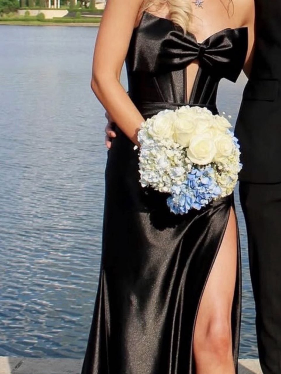 Black Satin Evening Gown