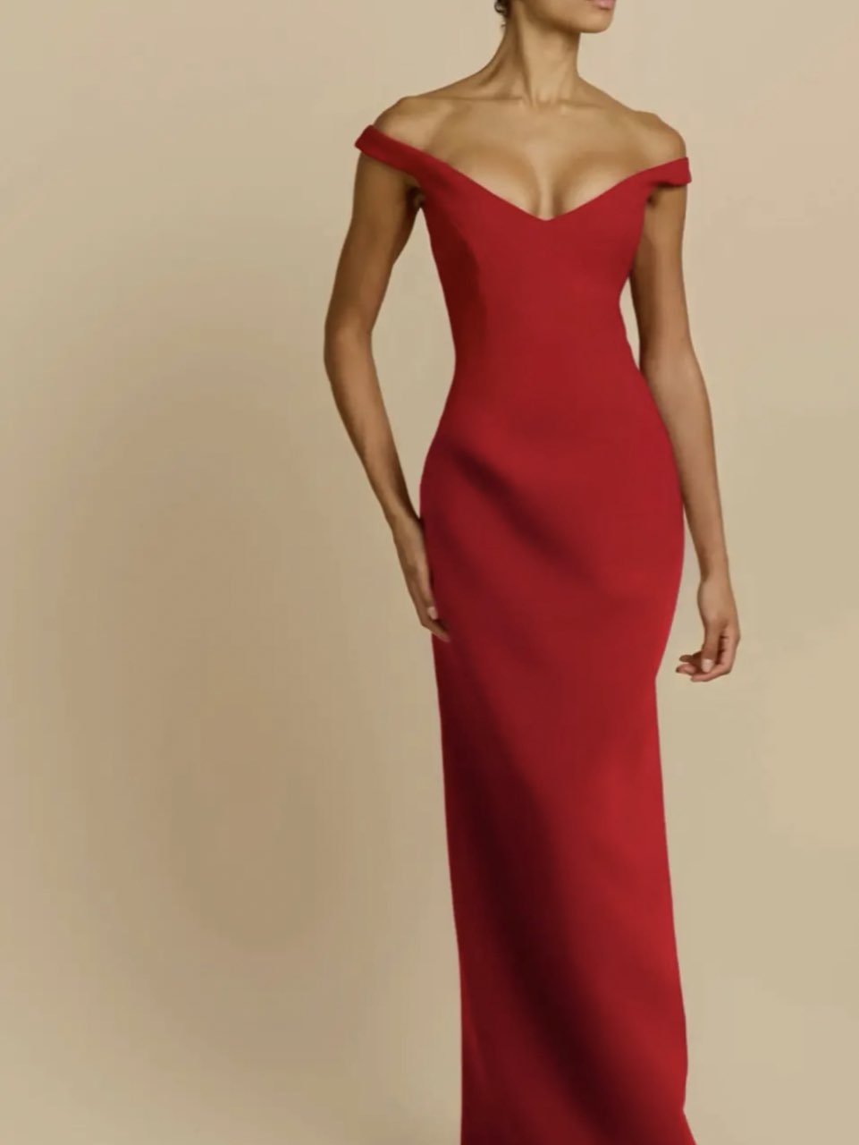 Red Off-the-Shoulder Maxi Dress