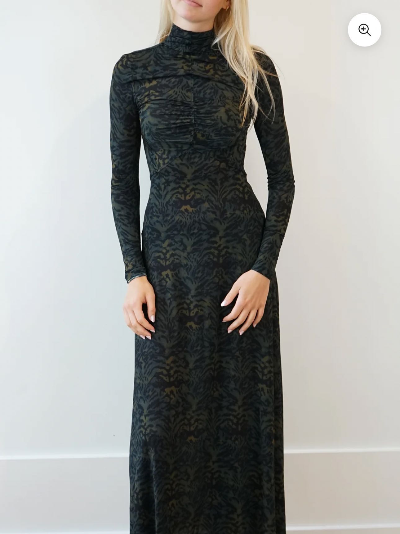 Koa Jersey Ruched Front Turtleneck Dress
