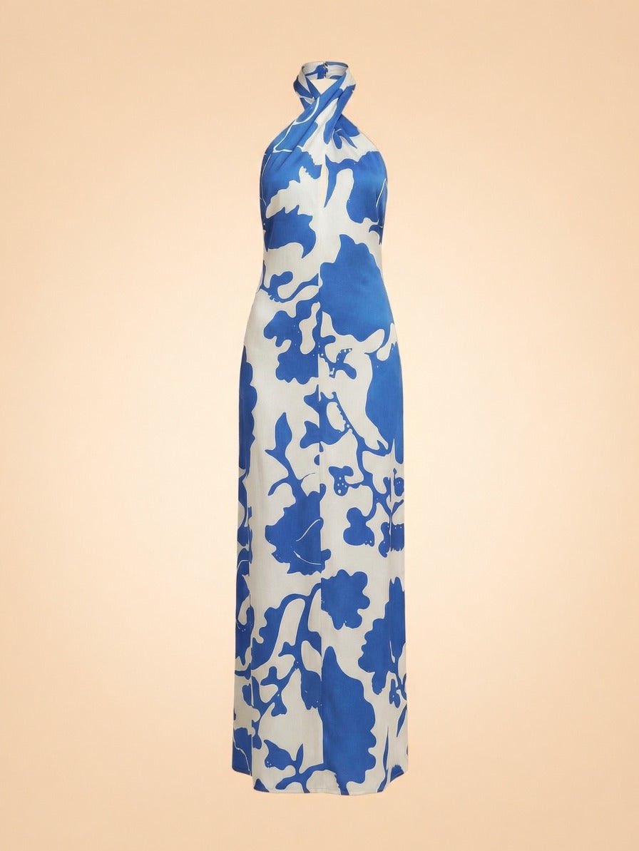Halter Silk Maxi Dress