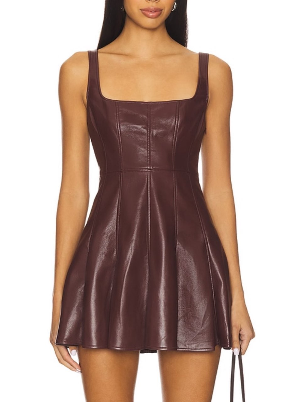 Maroon Faux Leather Mini Dress