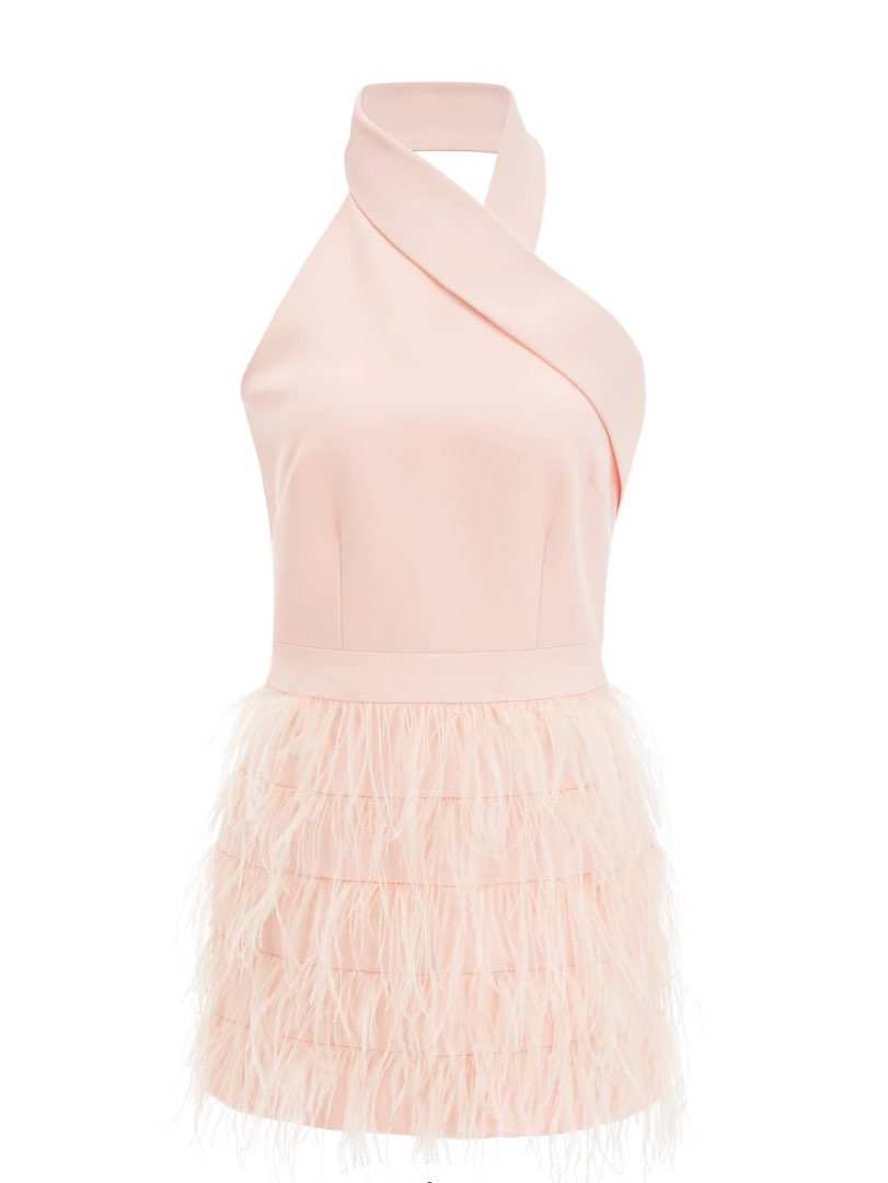 Pink feather mini dress