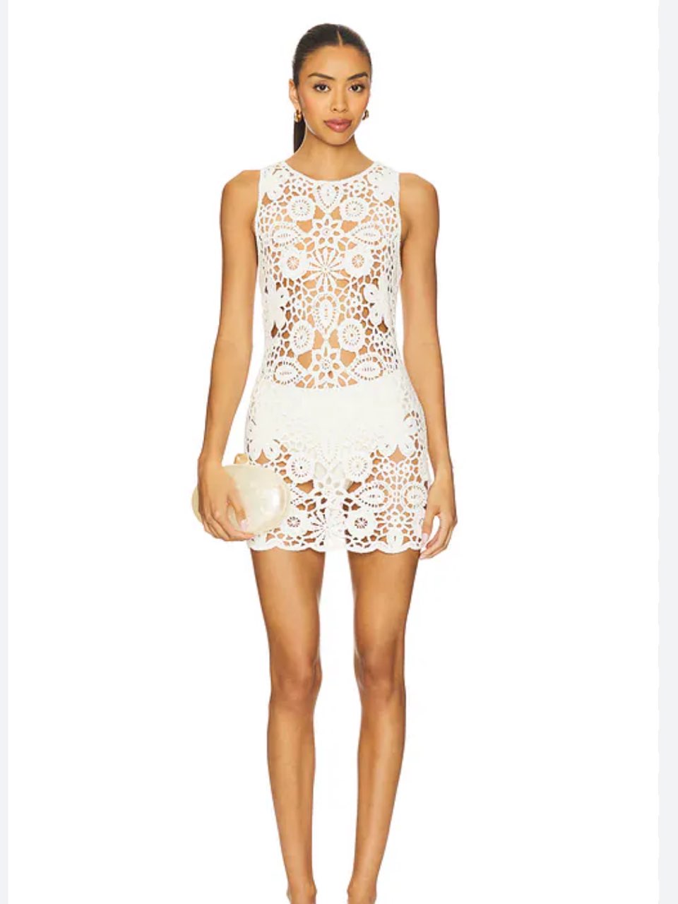 White Crochet Mini Dress