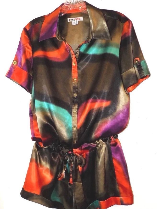 Abstract Print Satin Romper