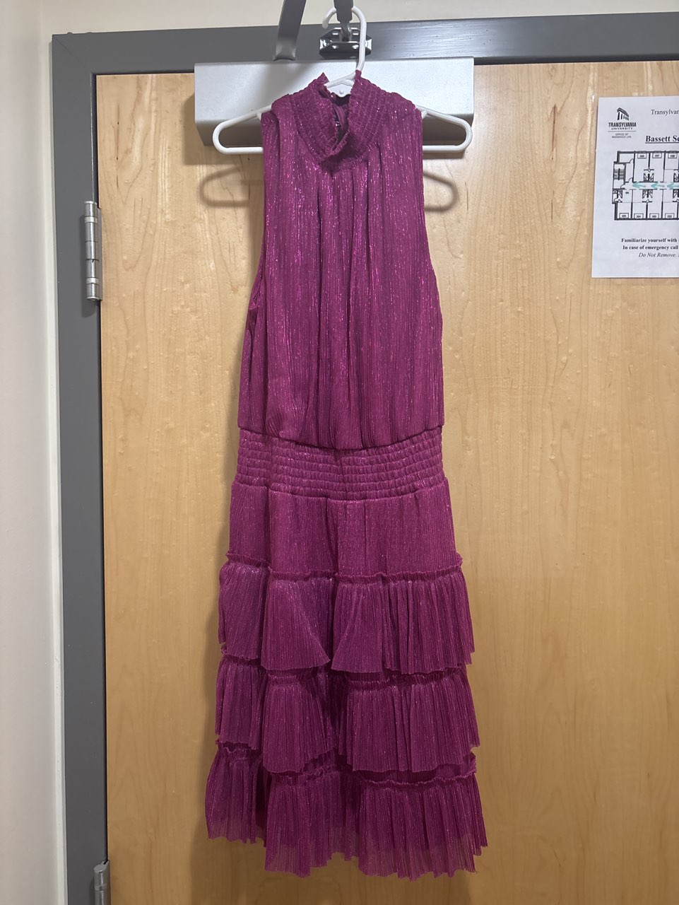 Magenta Shimmer Tiered Mini Dress