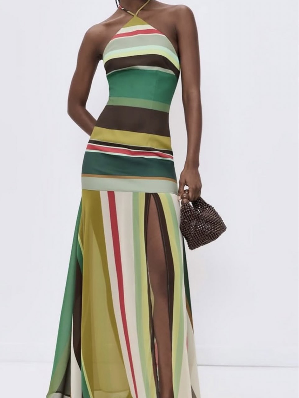 Striped Halter Maxi Dress