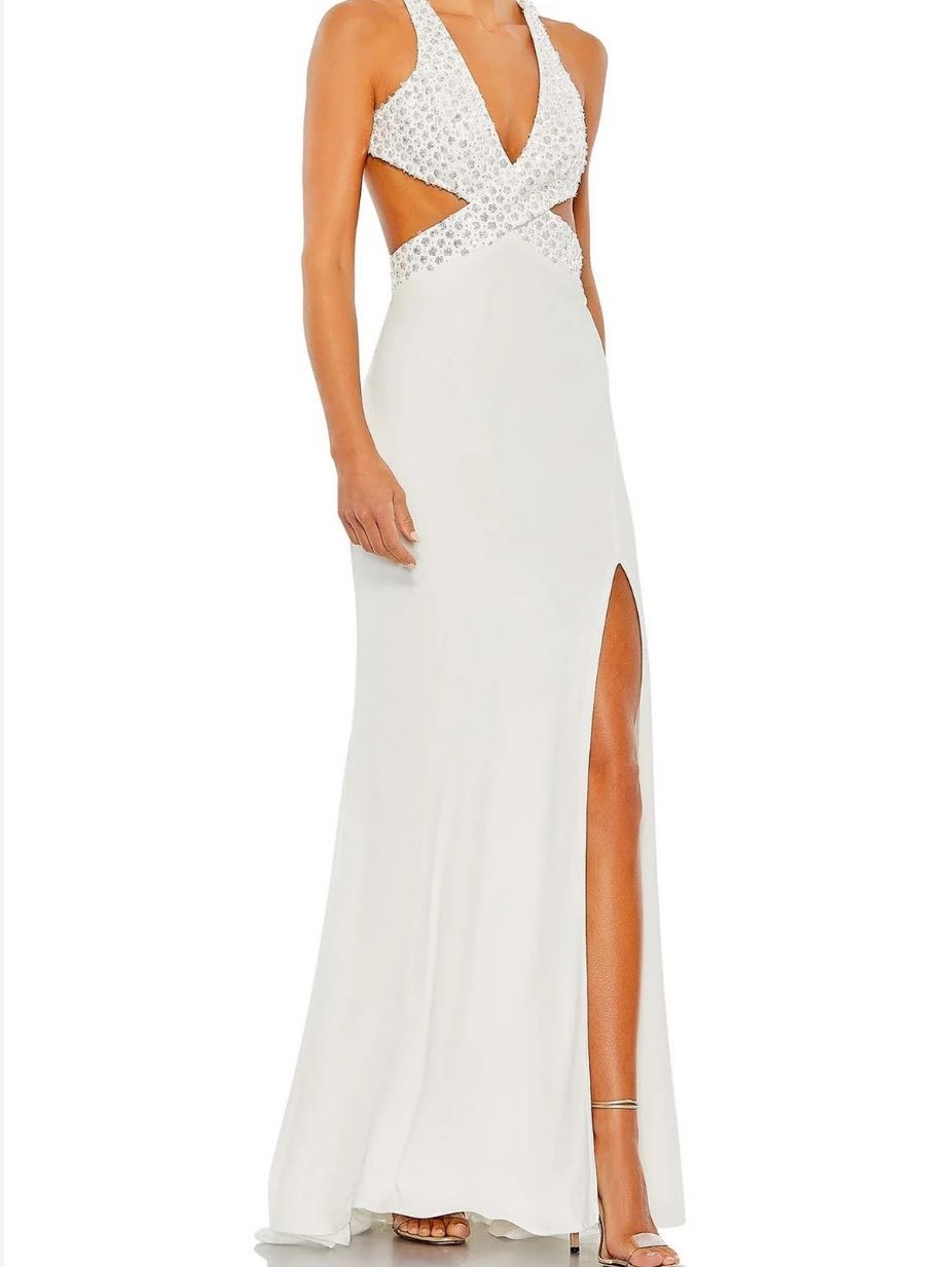 White cutout formal dress