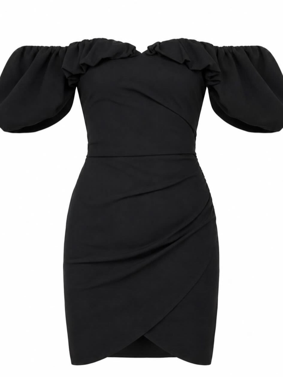 Black Off-Shoulder Mini Dress