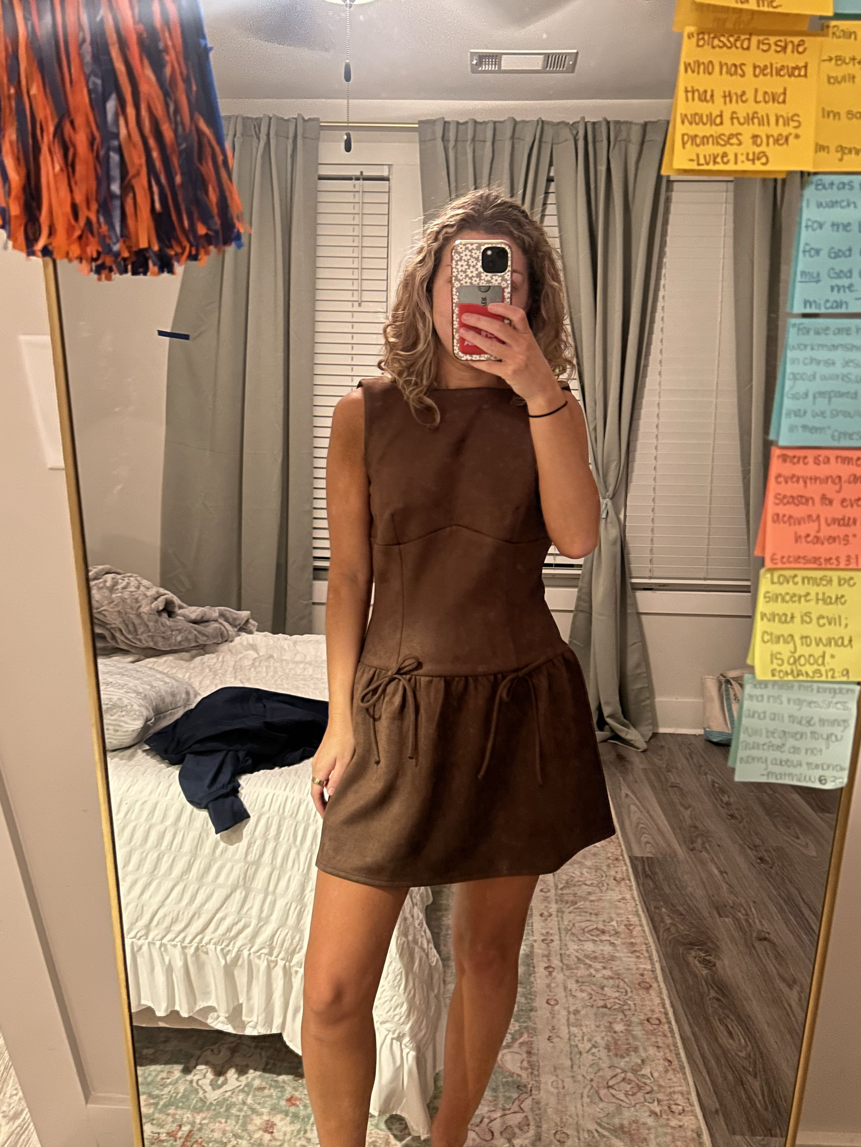 Brown Mini Bow Dress