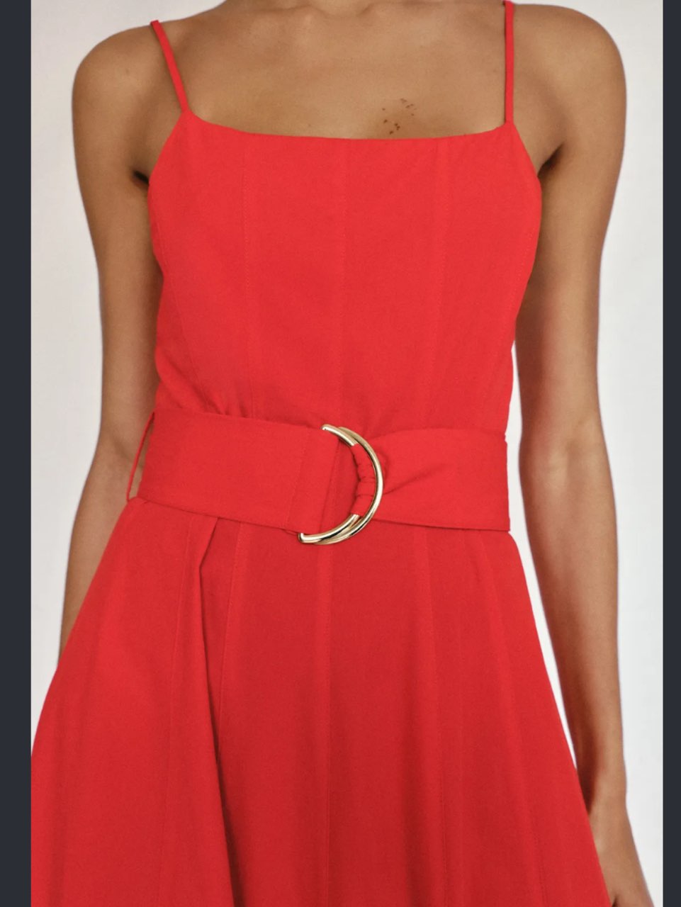 Red Belted Midi Dress