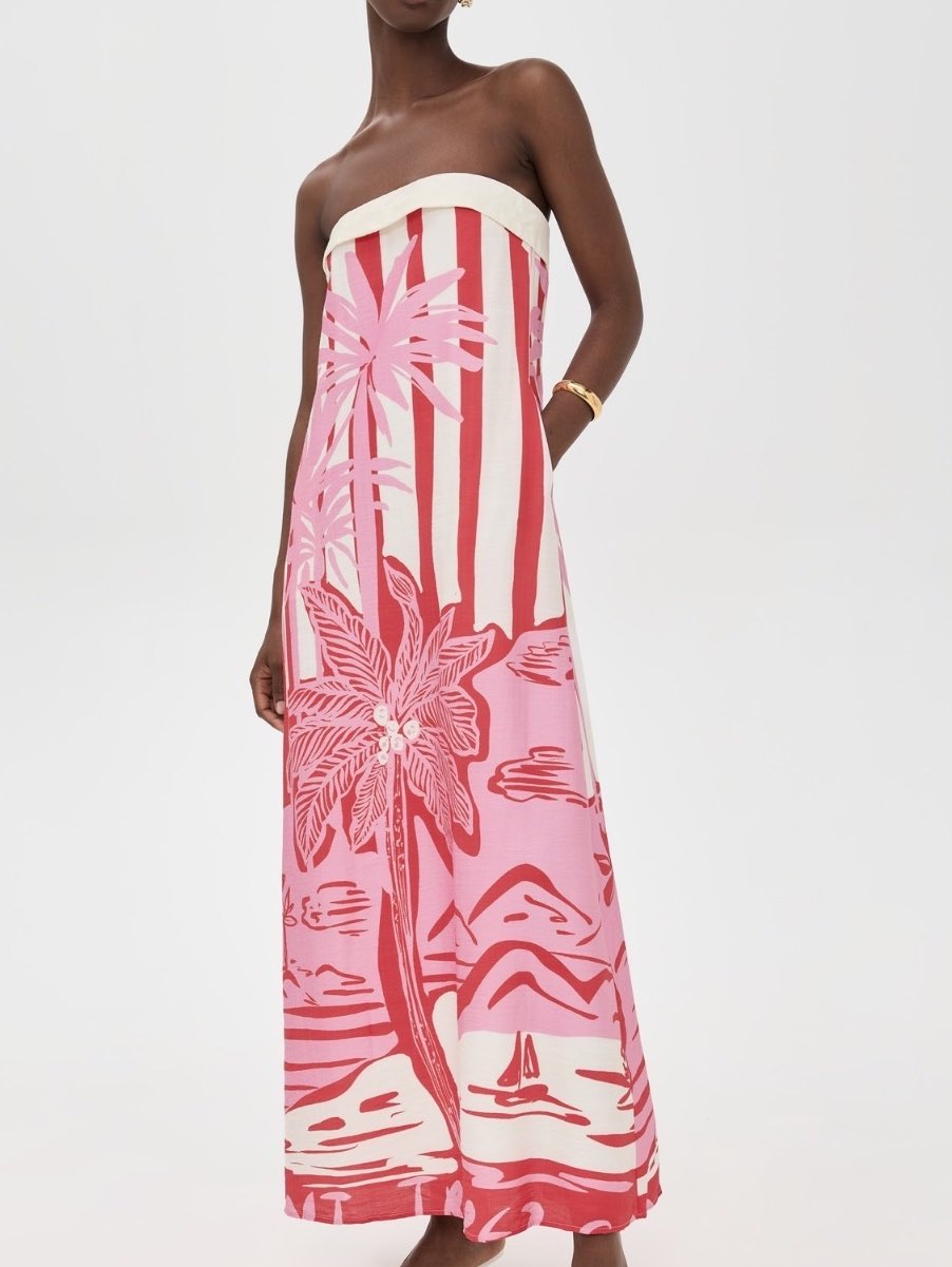 Tropical Strapless Maxi Dress