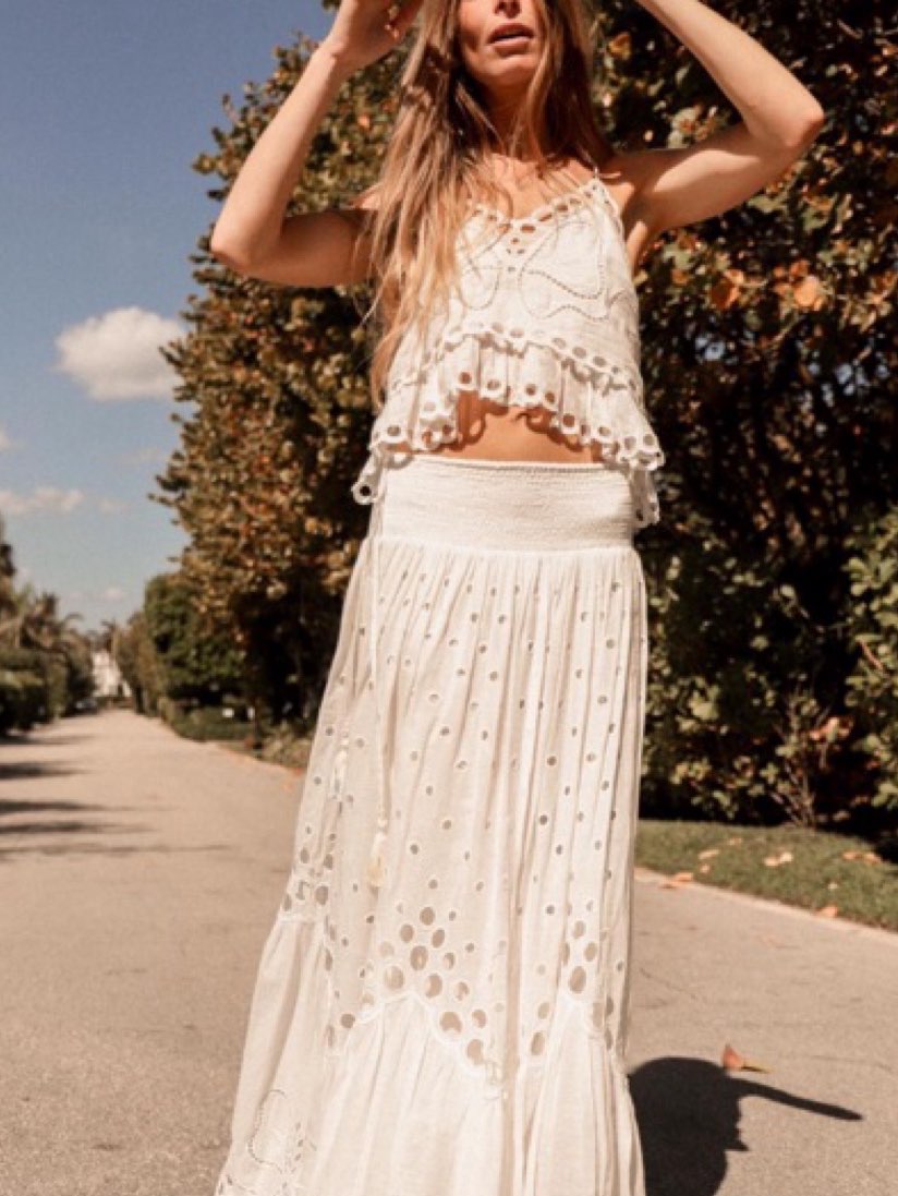 White Eyelet Two-Piece Set