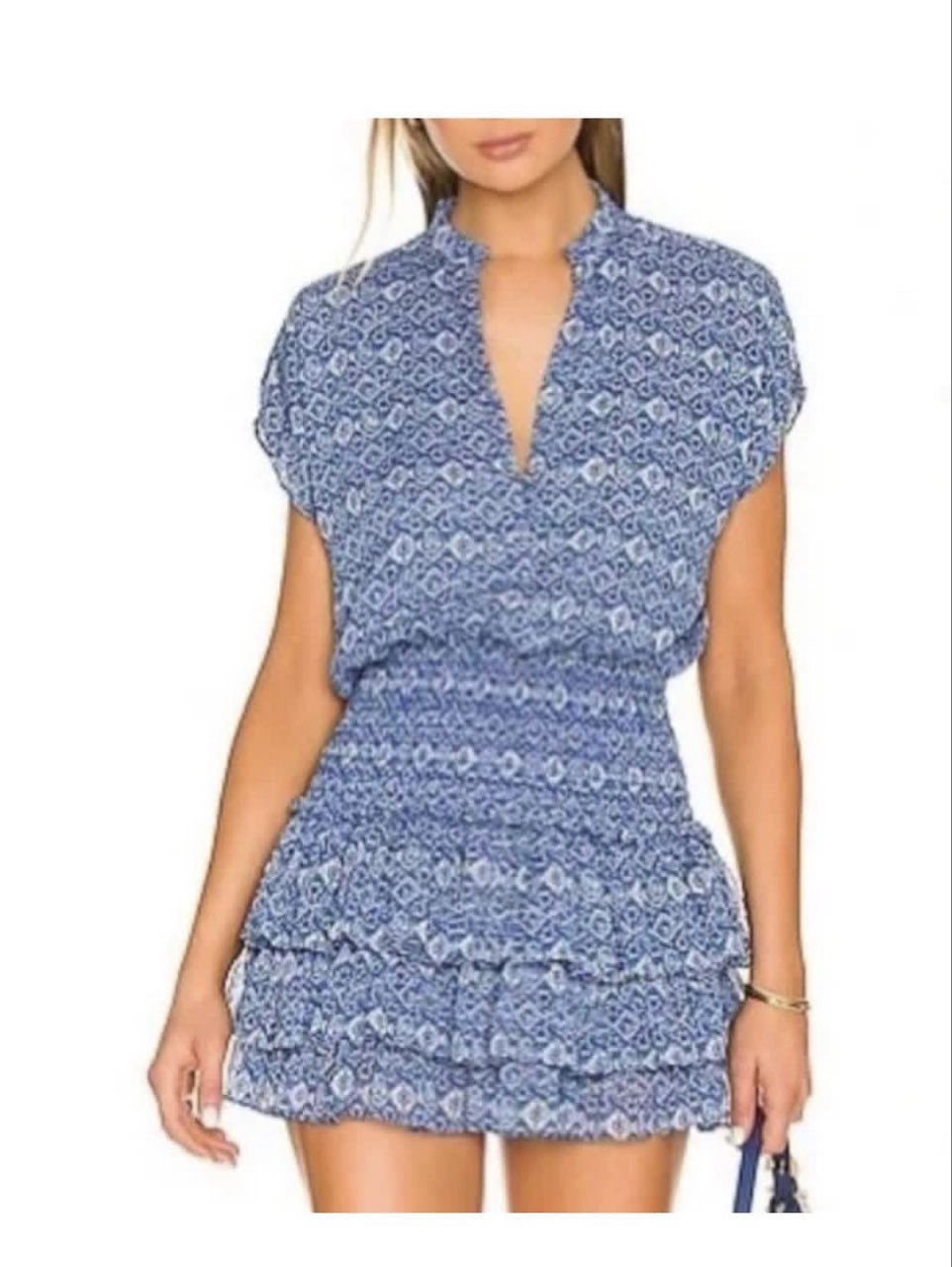 Blue Patterned Mini Dress