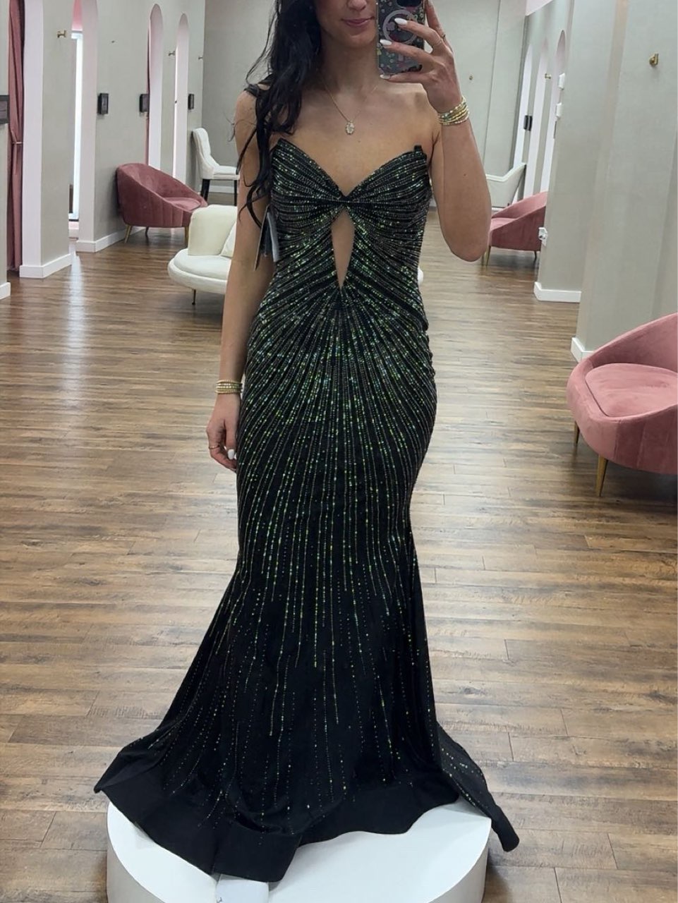 Sherri hill black sparkle prom dress