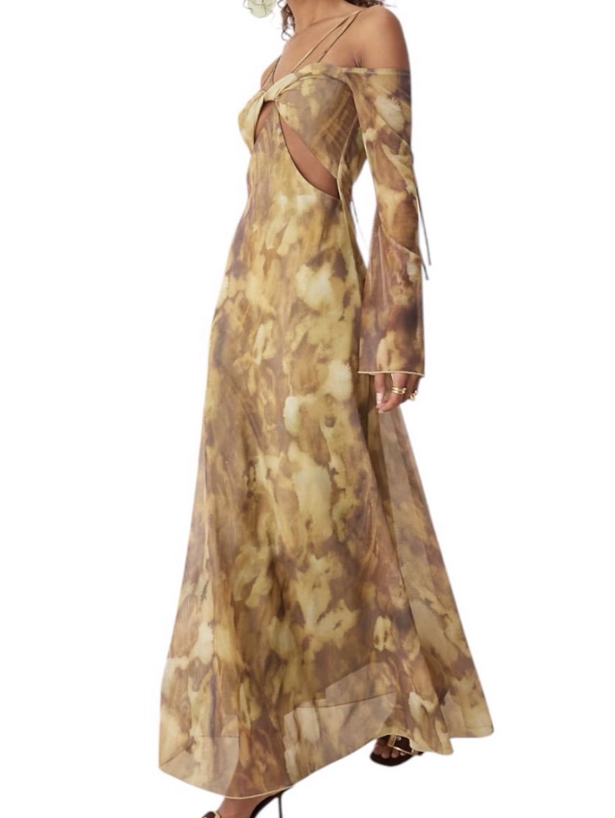 Abstract Print Cutout Maxi Dress