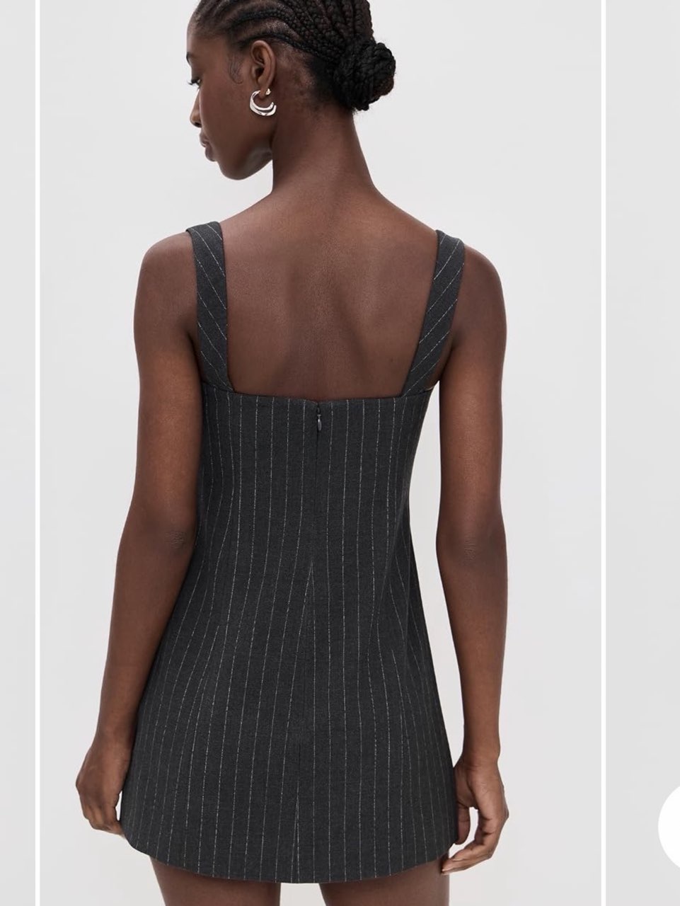 Charcoal Pinstripe Cutout Mini Dress